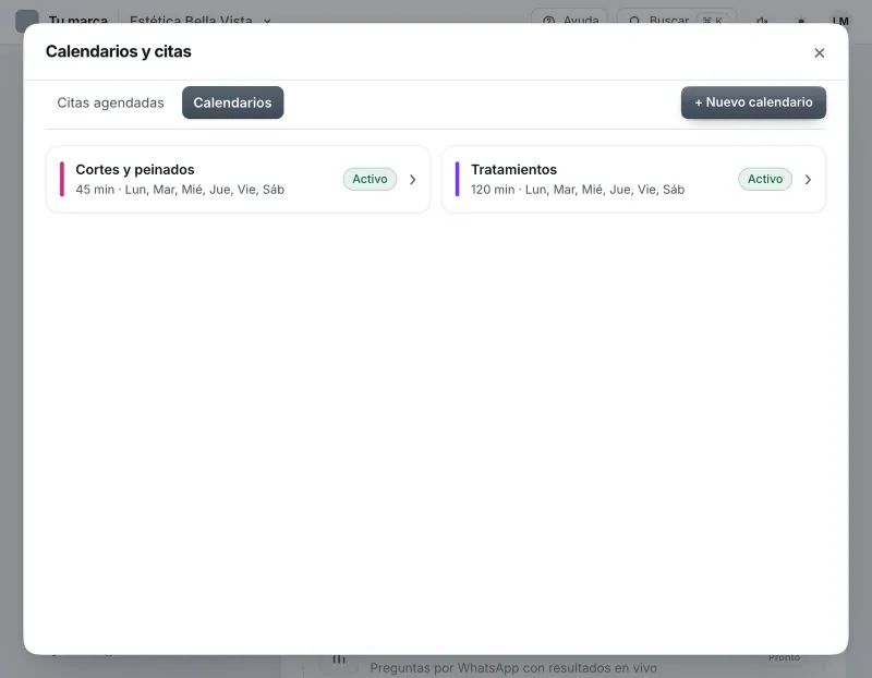 Pantalla «Herramientas». Señalado con el número 3: el calendario «Tratamientos».