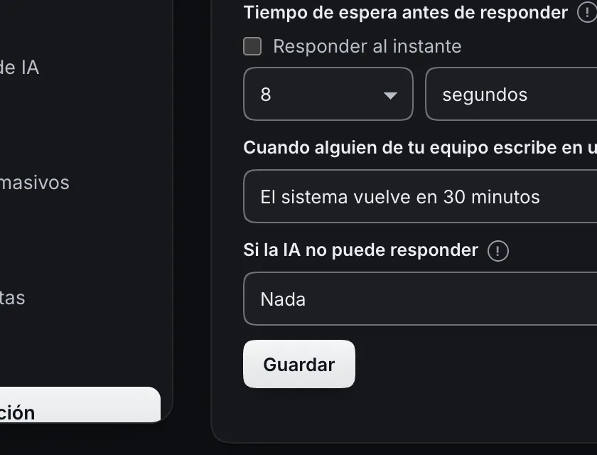 Pantalla «Configuración → Punto de partida». Señalado con el número 6: el botón «Guardar».