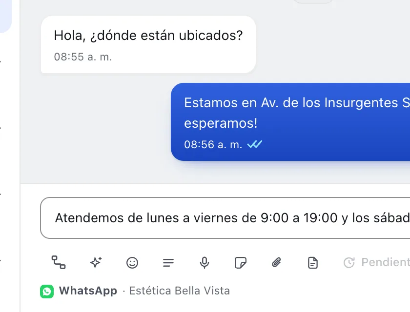 Pantalla «Bandeja de entrada». Señalado con el número 7: el botón «Grabar una nota de voz».