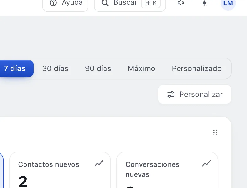 Pantalla «Analítica». Señalado con el número 6: el botón «Personalizar».