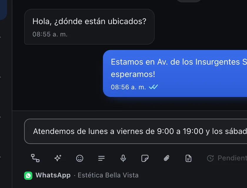 Pantalla «Bandeja de entrada». Señalado con el número 7: el botón «Grabar una nota de voz».