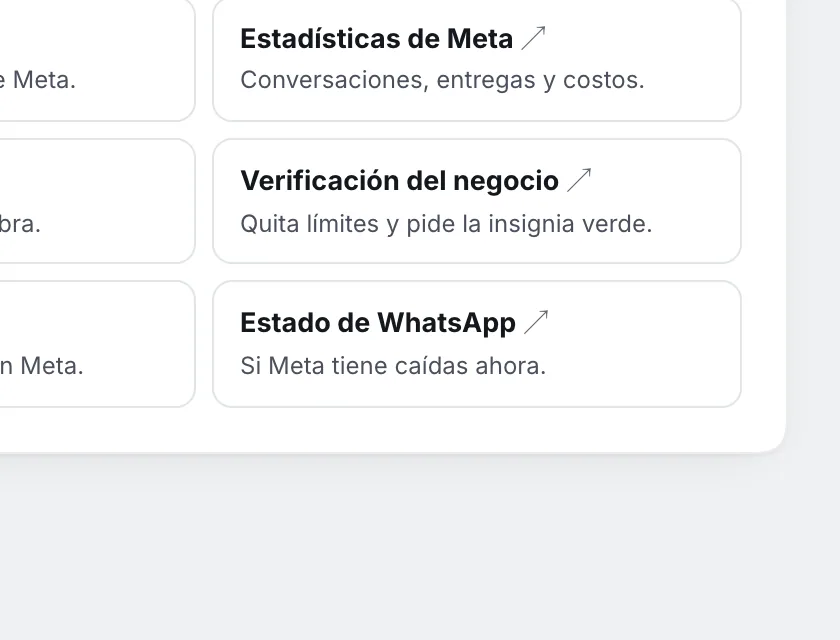 Pantalla «WhatsApp → Meta». Señalado con el número 5: el atajo «Estado de WhatsApp».