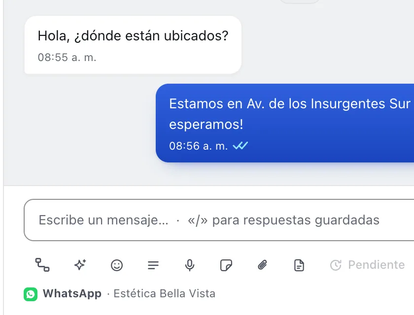 Pantalla «Bandeja de entrada». Señalado con el número 2: la caja para escribir.
