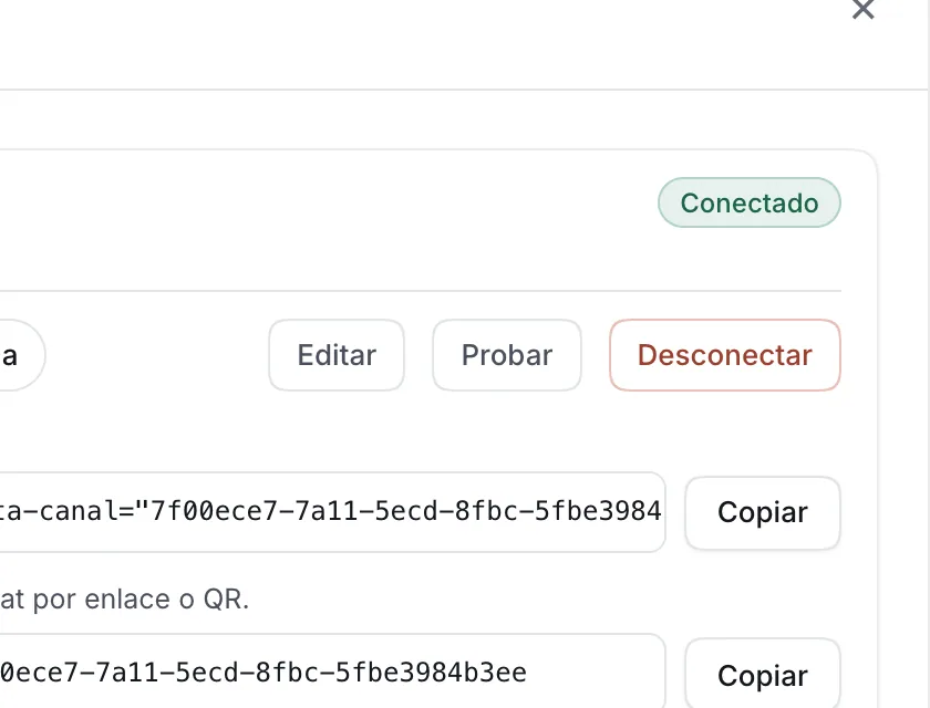 Ventana «Chat web». Señalado con el número 4: el botón «Probar».
