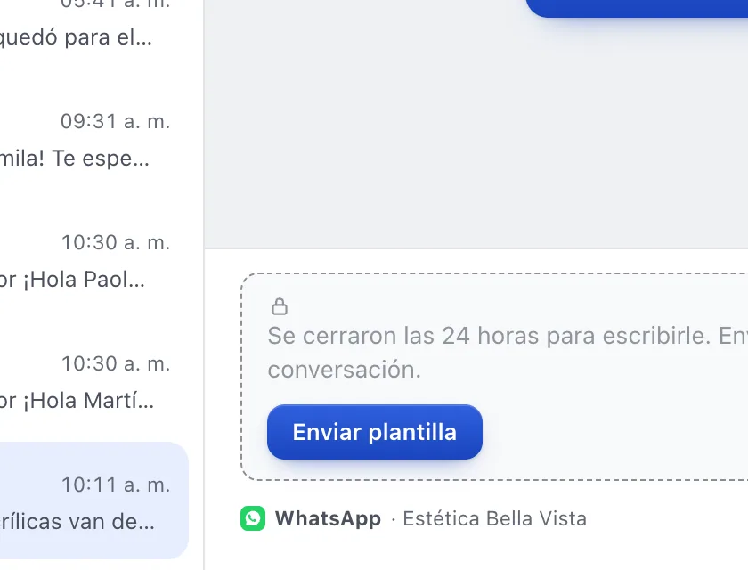 Pantalla «Bandeja de entrada». Señalado con el número 2: el botón «Enviar plantilla».