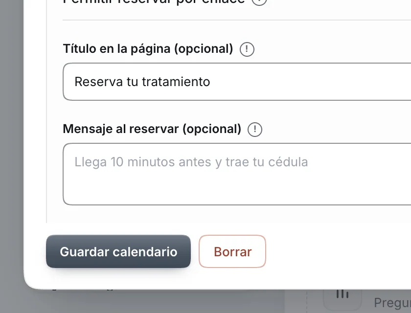 Pantalla «Herramientas». Señalado con el número 6: el botón «Guardar calendario».