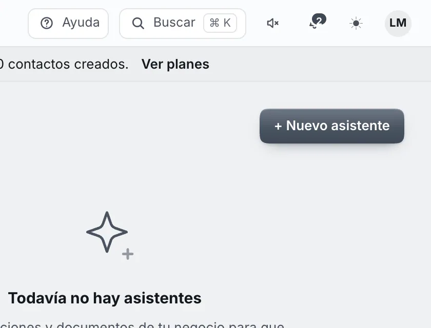Pantalla «Asistente de IA». Señalado con el número 4: el botón «+ Nuevo asistente».