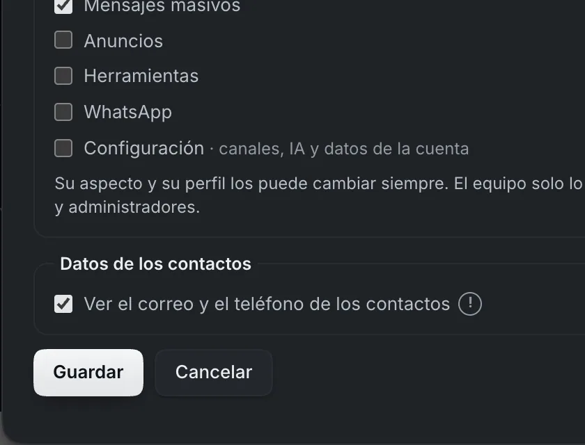 Ventana «Editar a Andrés Ruiz». Señalado con el número 5: el botón «Guardar».
