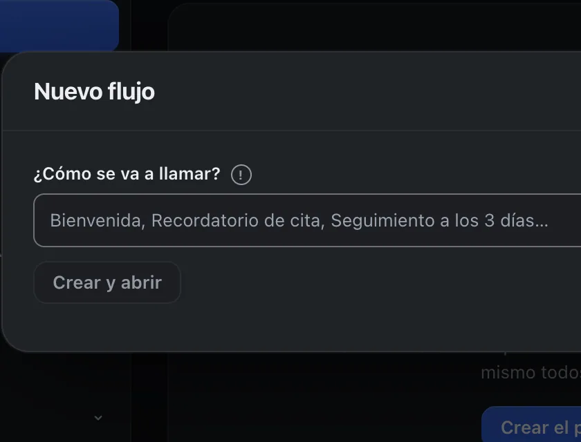 Pantalla «Flujos». Señalado con el número 2: el nombre del flujo.