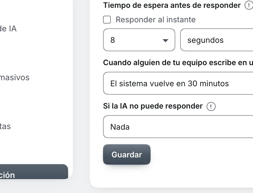 Pantalla «Configuración → Punto de partida». Señalado con el número 6: el botón «Guardar».