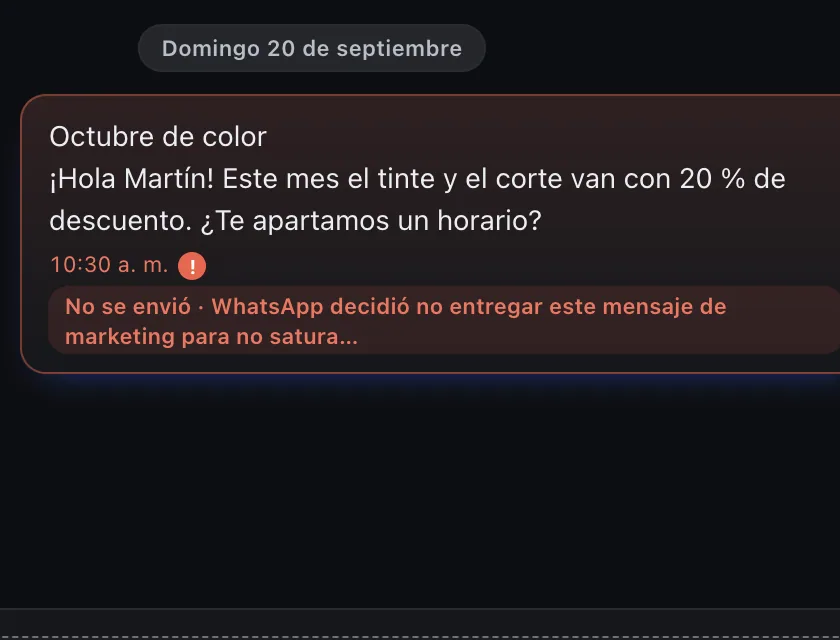 Pantalla «Bandeja de entrada». Señalado con el número 5: el motivo del envío que falló.