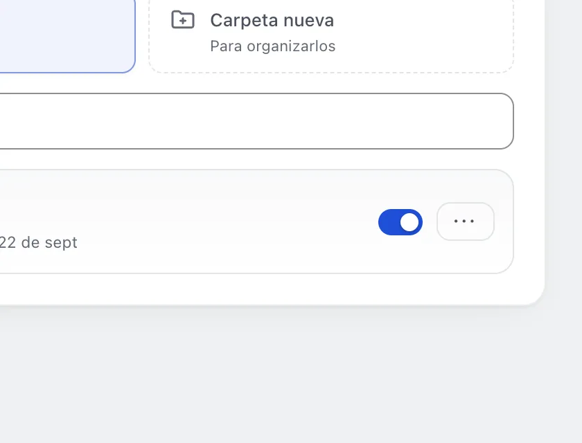 Pantalla «Flujos». Señalado con el número 7: el interruptor del flujo.