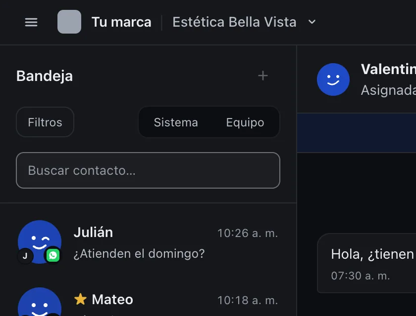 Pantalla «Bandeja de entrada». Señalado con el número 4: el botón «Filtros».