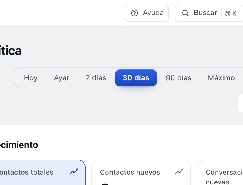Pantalla «Analítica». Señalado con el número 1: los periodos.