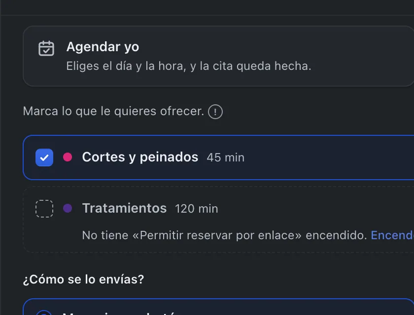Pantalla «Bandeja de entrada». Señalado con el número 4: el calendario «Cortes y peinados».