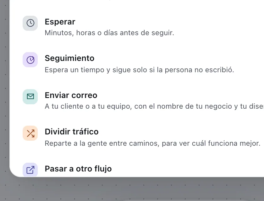 Pantalla «Editor de flujos». Señalado con el número 5: el bloque «Enviar correo».