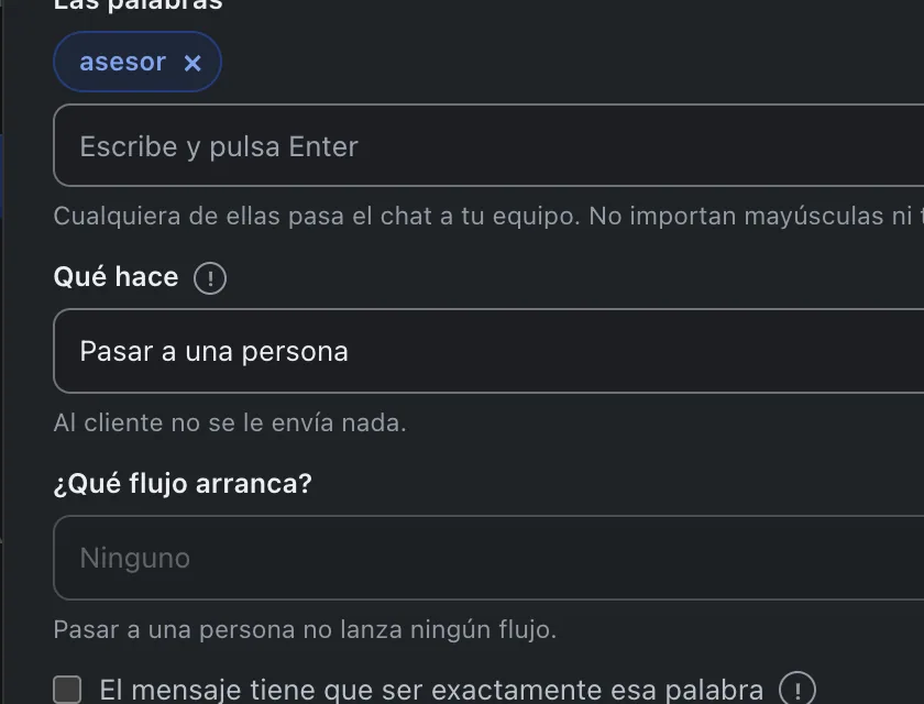 Ventana «Nueva palabra clave». Señalado con el número 3: qué hace la palabra clave.