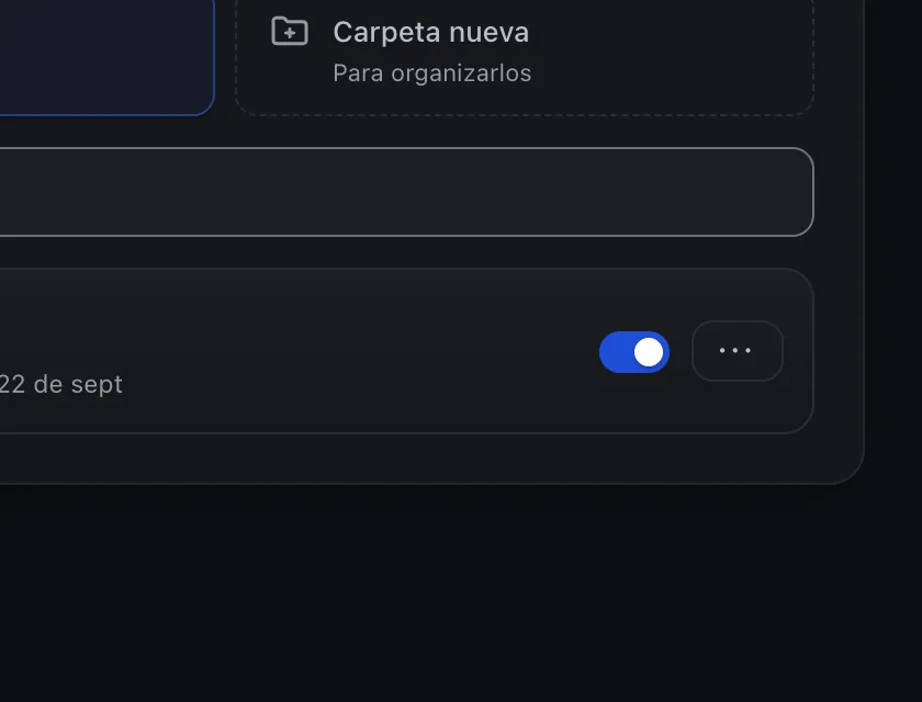 Pantalla «Flujos». Señalado con el número 7: el interruptor del flujo.