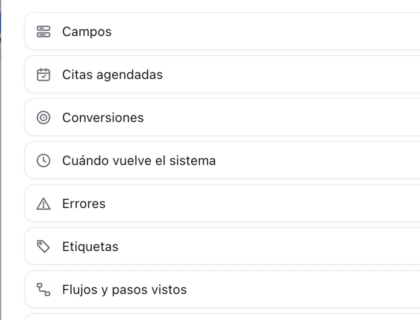 Pantalla «Bandeja de entrada». Señalado con el número 5: la fila «Cuándo vuelve el sistema».
