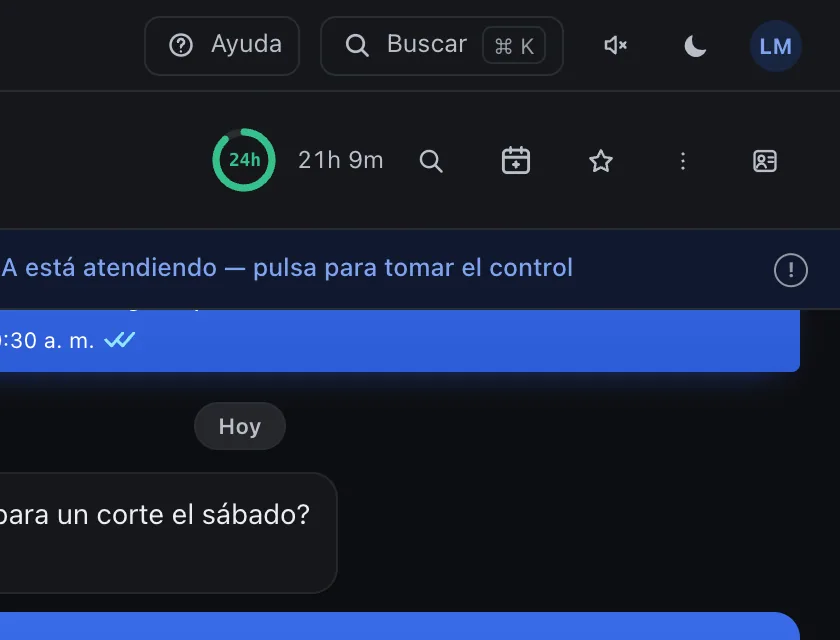 Pantalla «Bandeja de entrada». Señalado con el número 2: el botón «Datos del contacto».
