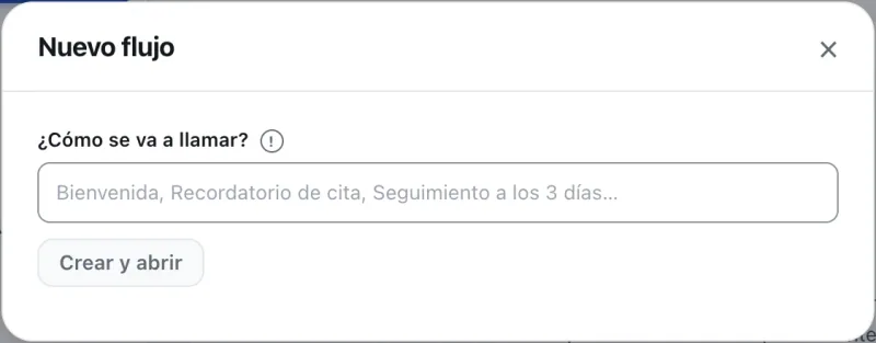 Ventana «Nuevo flujo». Señalado con el número 2: el nombre del flujo.