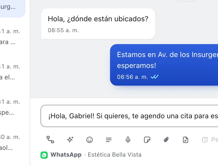 Pantalla «Bandeja de entrada». Señalado con el número 4: el botón «Respuestas guardadas».