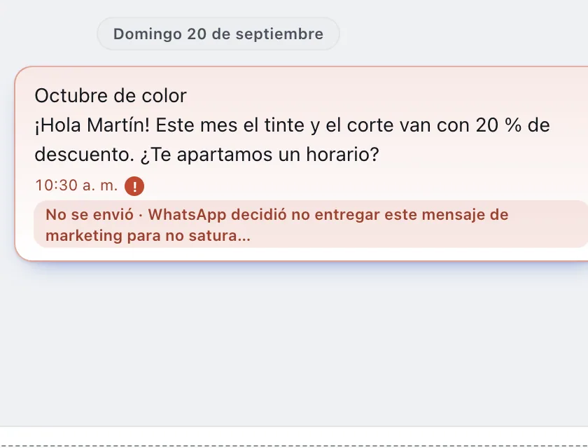 Pantalla «Bandeja de entrada». Señalado con el número 5: el motivo del envío que falló.