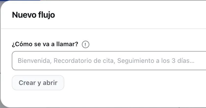 Ventana «Nuevo flujo». Señalado con el número 2: el nombre del flujo.