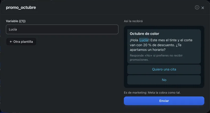 Ventana «promo_octubre». Señalado con el número 4: la primera variable.