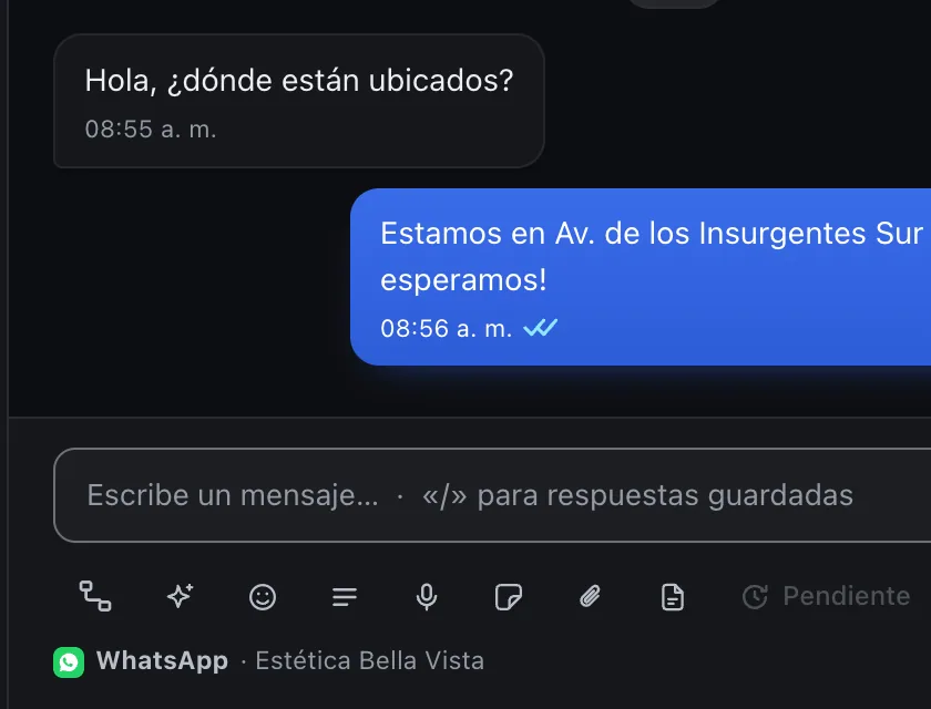 Pantalla «Bandeja de entrada». Señalado con el número 2: la caja para escribir.