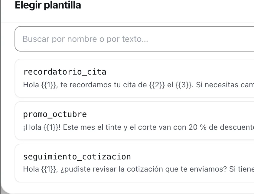 Ventana «Elegir plantilla». Señalado con el número 4: la plantilla promo_octubre.