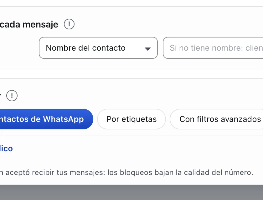 Pantalla «Mensajes masivos». Señalado con el número 6: el botón «Por etiquetas».