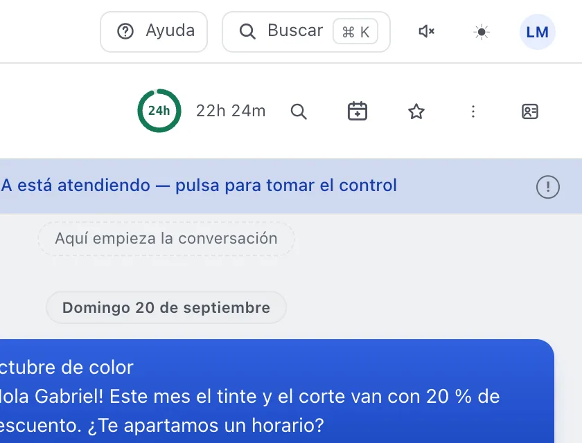 Pantalla «Bandeja de entrada». Señalado con el número 2: el botón «Agendar cita».