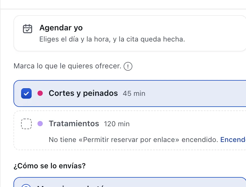 Pantalla «Bandeja de entrada». Señalado con el número 4: el calendario «Cortes y peinados».