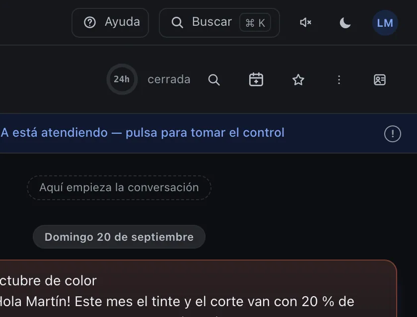Pantalla «Bandeja de entrada». Señalado con el número 3: el botón «Datos del contacto».