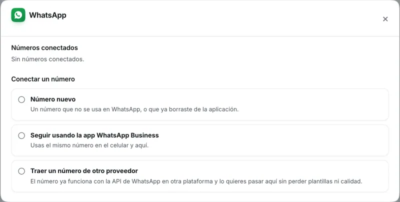 Ventana «WhatsApp». Señalado con el número 2: la opción de seguir usando la app.