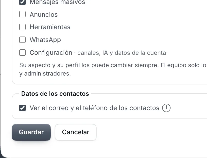 Ventana «Editar a Andrés Ruiz». Señalado con el número 5: el botón «Guardar».