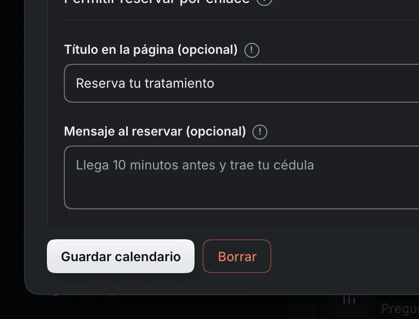 Pantalla «Herramientas». Señalado con el número 6: el botón «Guardar calendario».
