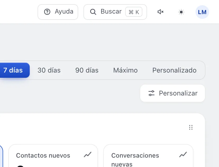 Pantalla «Analítica». Señalado con el número 2: el botón «Máximo».
