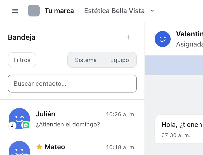 Pantalla «Bandeja de entrada». Señalado con el número 4: el botón «Filtros».