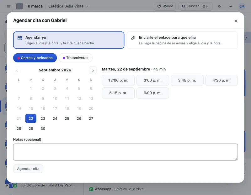 Pantalla «Bandeja de entrada». Señalado con el número 3: la opción de enviar el enlace.