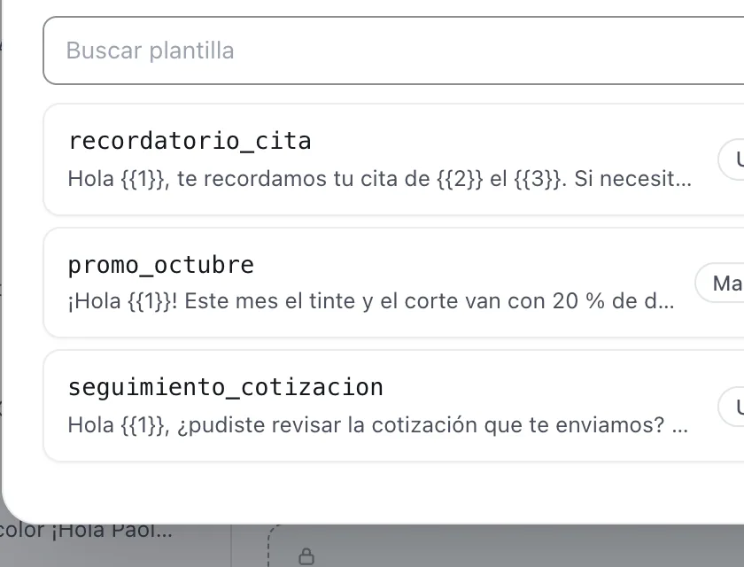 Pantalla «Bandeja de entrada». Señalado con el número 3: la plantilla promo_octubre.
