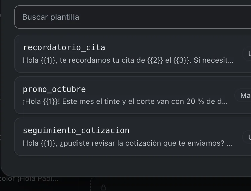 Pantalla «Bandeja de entrada». Señalado con el número 3: la plantilla promo_octubre.