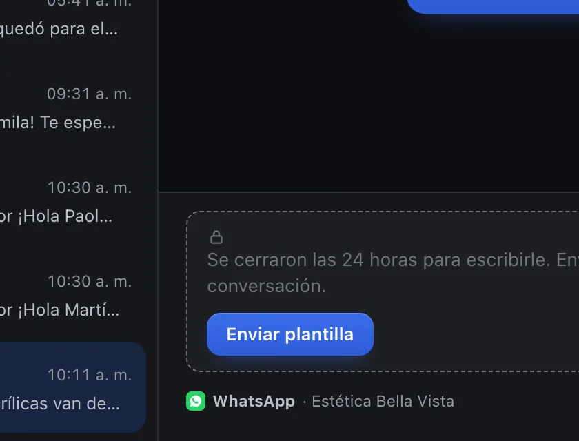 Pantalla «Bandeja de entrada». Señalado con el número 2: el botón «Enviar plantilla».