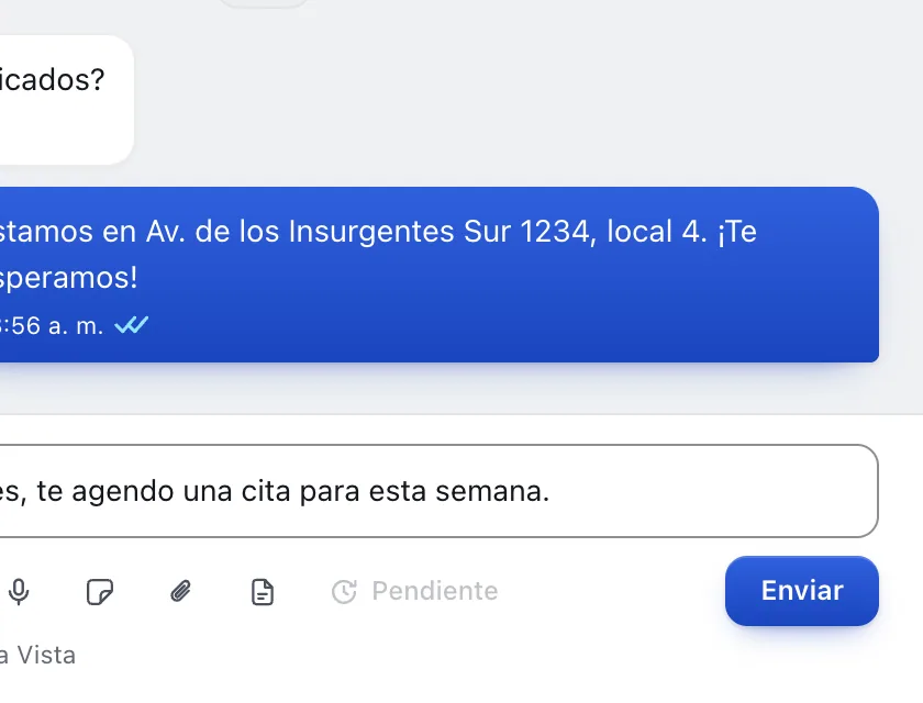 Pantalla «Bandeja de entrada». Señalado con el número 3: el botón «Enviar».