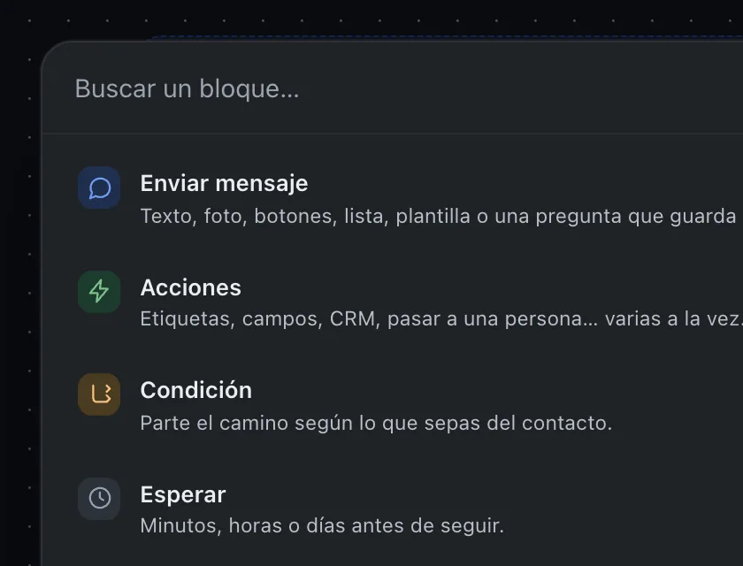 Pantalla «Editor de flujos». Señalado con el número 5: el buscador de bloques.